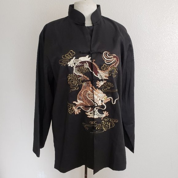 - Men's Traditional Chinese Tang Suit Satin Jacket Dragon Embroidery 40 - Picture 1 of 7